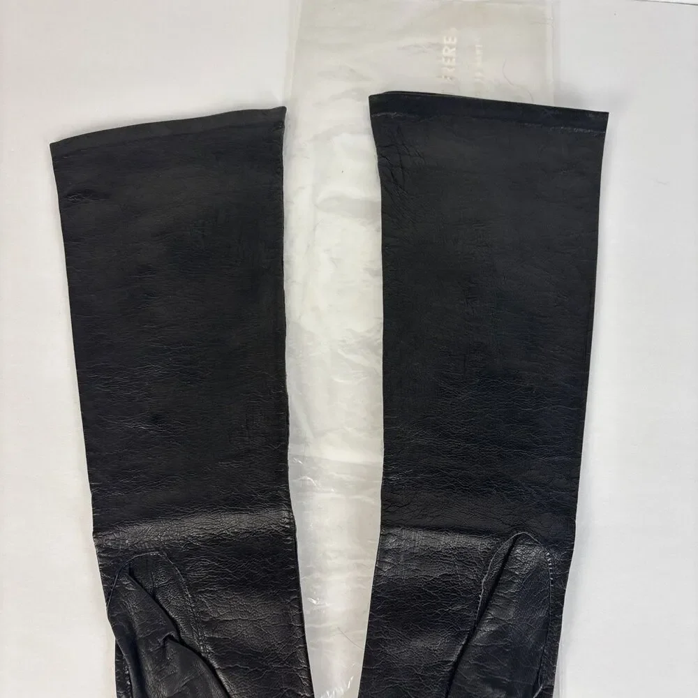 VTG Stix Baer Fuller Black Embroidered Gloves Leather Size 7 Real Kid Elbow